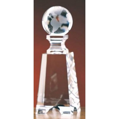 Globe Gate Tower Optic Crystal Award (2½"x 7")