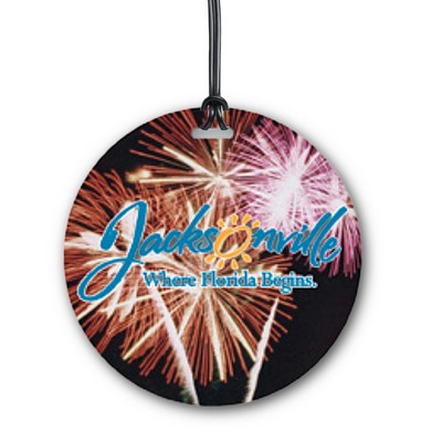 Full Color Write On Tag w/ Flexible Plastic Loop Strap (Circle 3.5"x3.5")