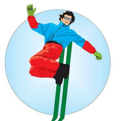 Skier Acrylic Coaster w/Felt Back