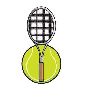 Tennis Ball And Racket Promotional Magnet w/ Strip Magnet (3 Square Inch)