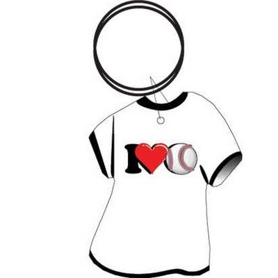 I Love Baseball T Shirt Gift Shop Key Chain w/Mirrored Back (4 Square Inch)