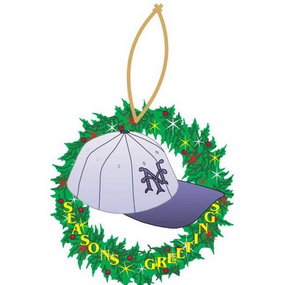 Baseball Cap Wreath Ornament w/ Black Back (8 Square Inch)