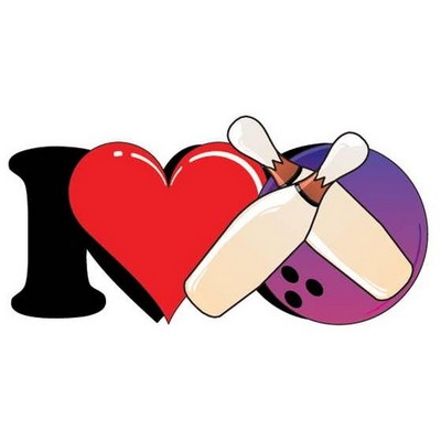 I Love Bowling Magnet w/ Full Magnetic Back (6 Square Inch)