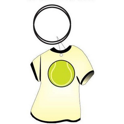 Tennis Ball T-Shirt Key Chain w/Clear Mirrored Back (4 Square Inch)