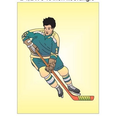 Hockey Player Rectangle Badge w/ Bar Pin (2"x3")