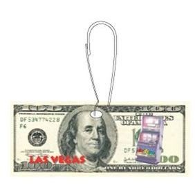 Vegas Slot Machine On $100 Bill Zipper Pull