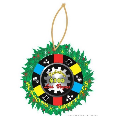 LV $100 Poker Chip Promotional Wreath Ornament w/ Black Back (6 Square Inch)