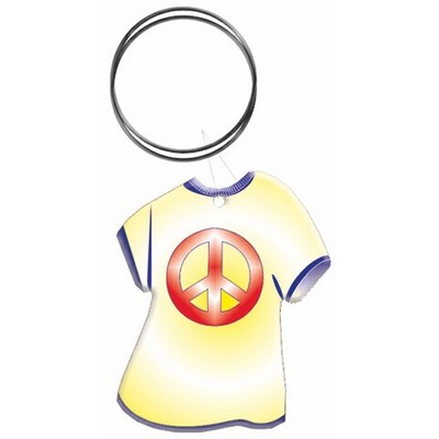 Peace Sign T-Shirt Key Chain w/Clear Mirrored Back (4 Square Inch)
