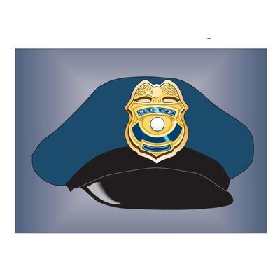 Police Cap Rectangle Badge w/ Bar Pin (2 1/2"x3 1/2")