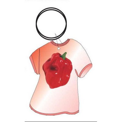 Red Habanero Pepper Executive T Shirt Key Chain w/Mirrored Back (4")