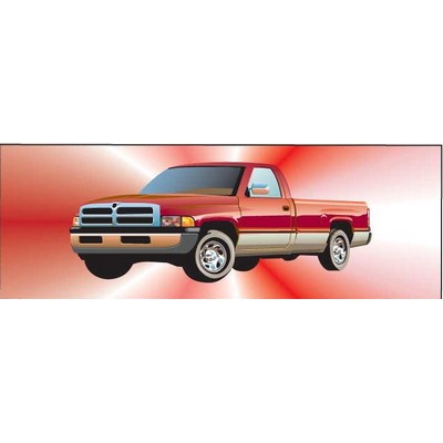 Red Pick Up Truck Panoramic Badge w/ Bar Pin