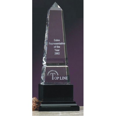 8" Crystal Obelisk Award w/Groove