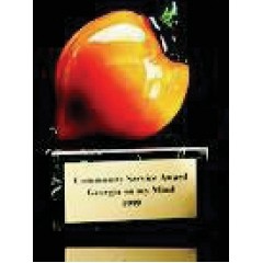 Hand Blown Glass Peach Award w/Marble Base