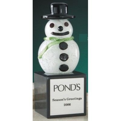 Hand Blown Glass Snowman Award
