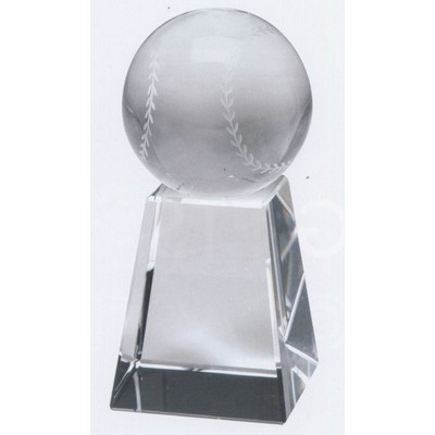 Medium Optical Crystal 80 Mm Baseball w/Tall Base Award