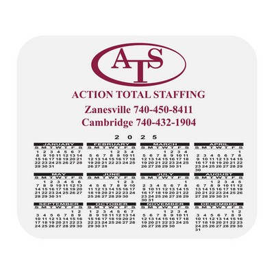 8"X9.5" Hard Surface Full Color Calendar Mouse Pad 1/16" Rubber Base