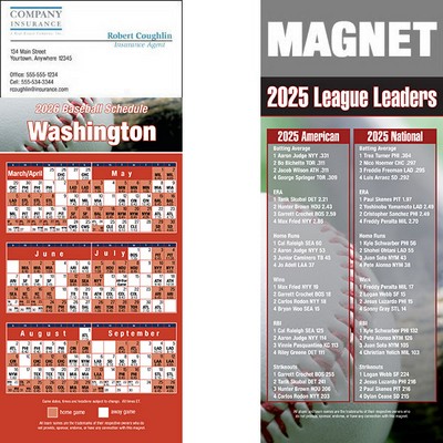 Washington Pro Baseball Schedule Magnet (3 1/2"x8 1/2")