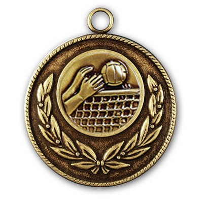 Stock Classic Wreath With Rope Edge 2" Medal- Volleyball