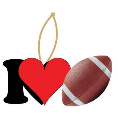 I Love Football Ornament w/ Clear Mirrored Back (3 Square Inch)