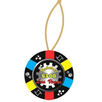 Las Vegas $100 Poker Chip Ornament w/ Clear Mirror Back (10 Square Inch)