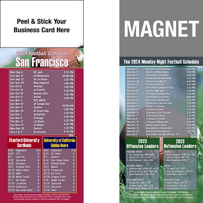 San Francisco Pro Football Schedule Peel & Stick Magnet (3 1/2"x8 1/2")