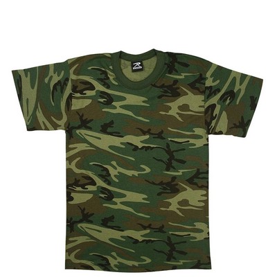 Men's Heavyweight Woodland Camouflage Military T-Shirt (S to XL)