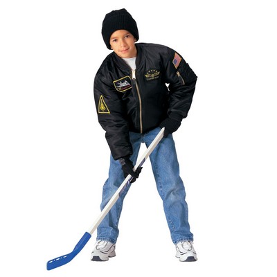 Kids' Black MA-1 Flight Jacket w/Insignia Patches