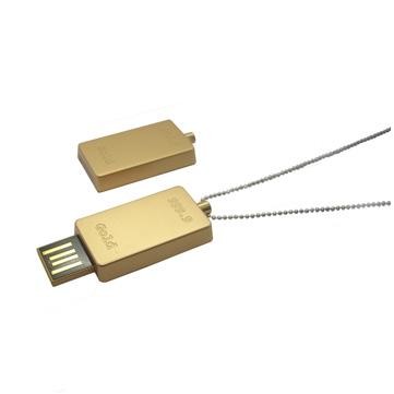 Gold Brick Metal Retractable Mini USB Flash Drive
