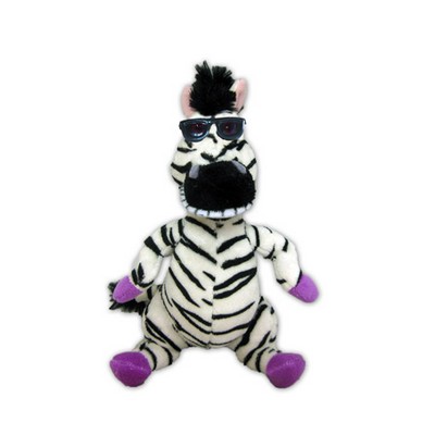 Custom Plush Sitting Zebra with Sunglasses