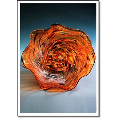 Sunset Beach Lantern Art Glass Bowl w/ Marble Base (6.5"x5")