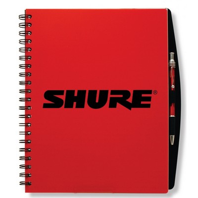 Spiral Poly Journal w/ Extended Curved Back & Pen (8 1/2"x11")