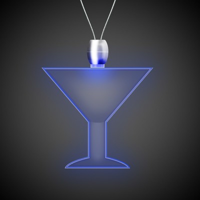 24" Blue Martini Light-Up Pendant Necklace(Pad Printed)