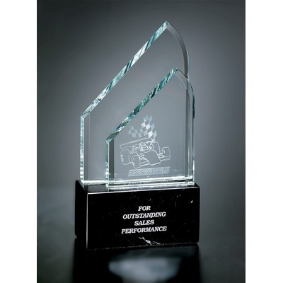 Starlite Crystal Double Pane Award w/ Marble Base