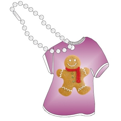 Gingerbread Man Promotional T-Shirt Key Chain w/ Black Back (10 Square Inch)