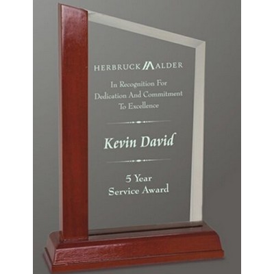 10" Premier Slant Top Glass Award w/Mahogany Base
