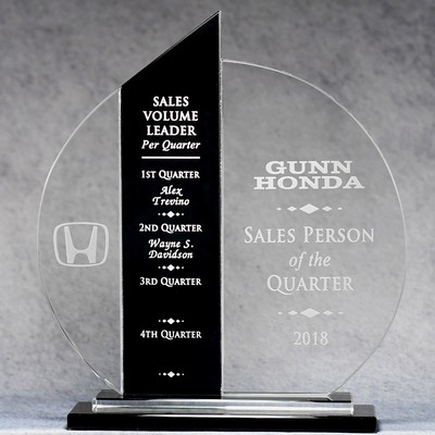 Black Accent Circular Crystal Award - 8"