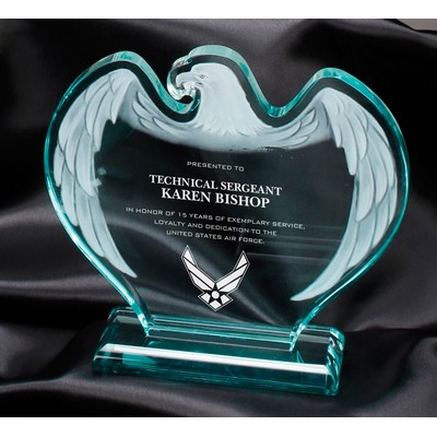 7 5/8" x 8 1/8" Jade Acrylic Frosted Eagle on Base