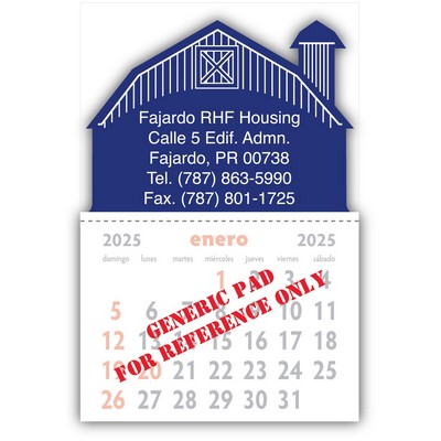 Designer Shaped Kwik-Stik Smooth Vinyl Spanish Calendar w/ Barn Top