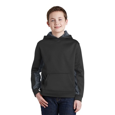 Sport-Tek® Youth Sport-Wick® CamoHex Fleece Colorblock Hooded Pullover.