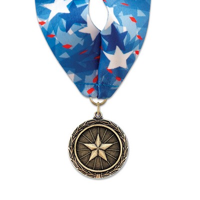 Star Cast MX Medal w/Stock Millennium Neck Ribbon (1½")