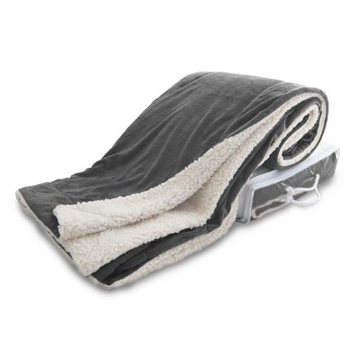 Micro Mink Sherpa Blanket - Charcoal Gray (Overseas)
