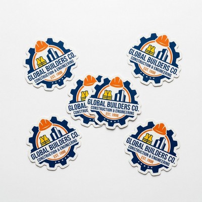 .004 Custom Shape White Matte Vinyl / low tack adh Decals (4.1 to 7 sq in) Full Color