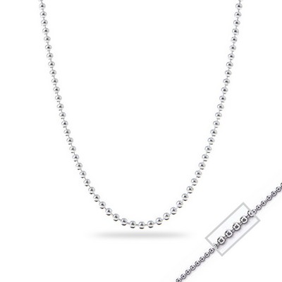 18" 14K White Gold Ball Chain Necklace - 2.43gm