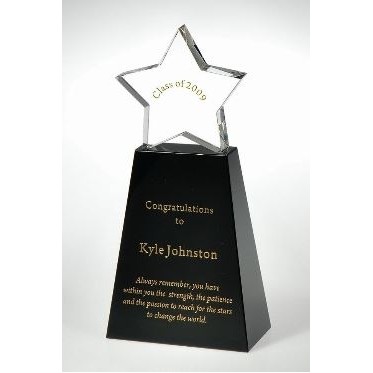 Medium Clear Optical Crystal Star on Black Base