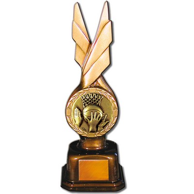 Stock Phoenix 9" Trophy with 2" Basketball Coin and Engraving Plate