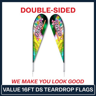 Value 16' Teardrop Flag - Double Sided w/Spike Base (X-Large)
