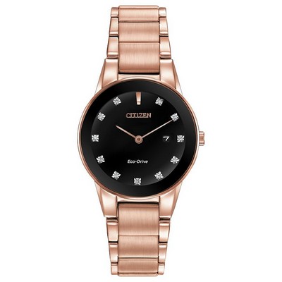 Citizen® Ladies Axiom Eco-Drive Watch W/ Pink Gold-Tone & Black Dial