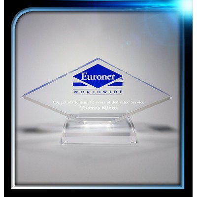 Custom Acrylic Die Cut Logo w/Clear Base (9 7/8 x4 1/2"x3/4")