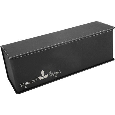 Black/Silver Leatherette Single Wine Box w/ Tools