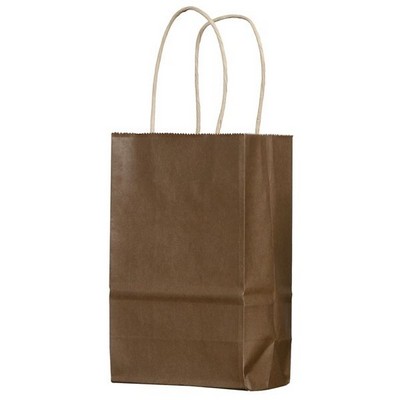 Matte Tinted Natural Kraft Paper Gem Shopping Bag (5¼"x3¼"x8½")